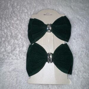 Elegant Green Bow Hair Clips